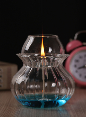 简约手工玻璃烛台 烛光晚餐 居家装饰摆件 罩子油灯上下可分开