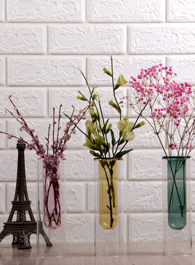 时尚彩色玻璃花瓶双层小清新办公室，家居摆件水培花瓶