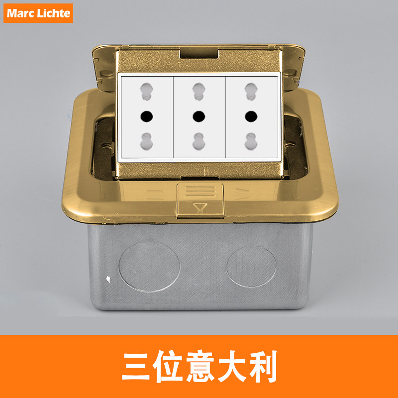 120型金色防水弹起式不锈钢二位意大利地插座带Type-C 充电电源