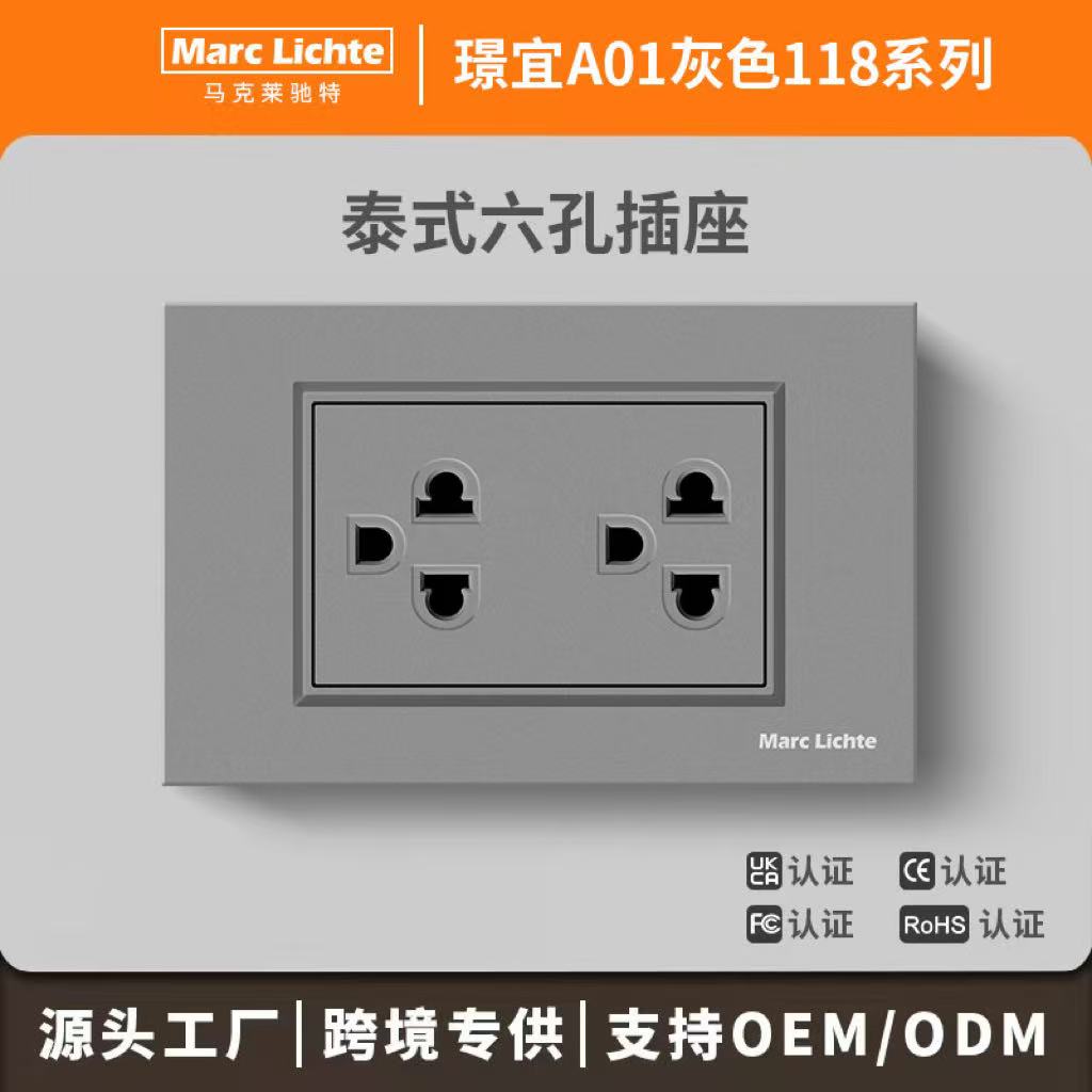 美标泰式开关插座USB+Type-C