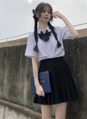 JK制服裙原创正版日系校供感百褶裙女学院风黑色半身裙百搭短裙女