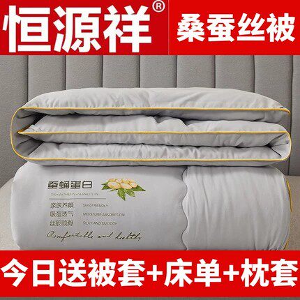 手工蚕丝被100桑蚕丝被子母被二合一拉链款双人春秋被芯四季通用