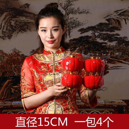 结婚喜庆庆典用品新年春节年货植绒连串小红灯笼绒面装饰品小挂饰