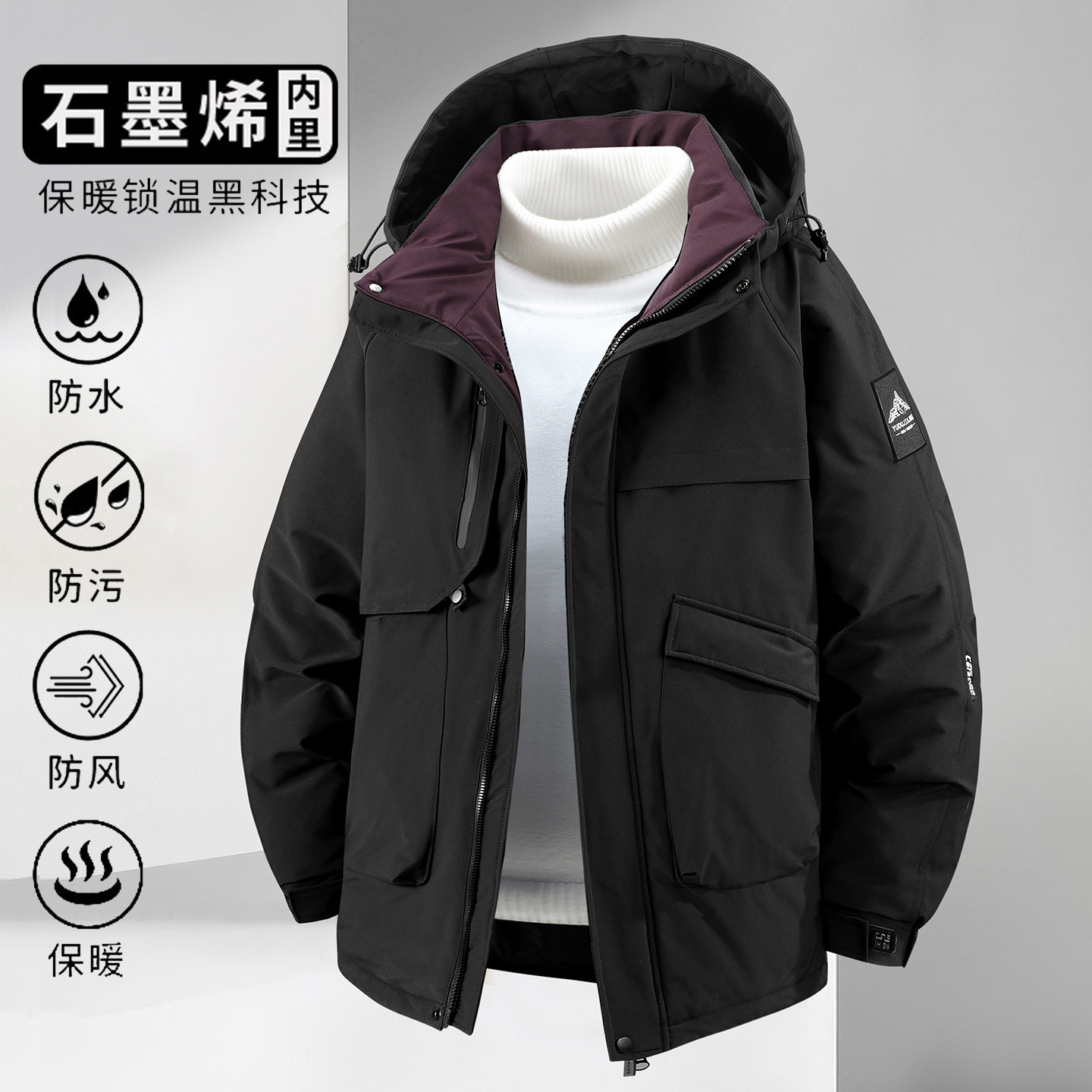 宸轩大码男装棉衣加肥加大胖子宽松休闲保暖工装外套冲锋衣棉袄