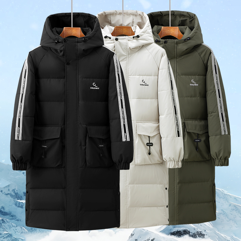 胖子宽松休闲长款加厚保暖棉服