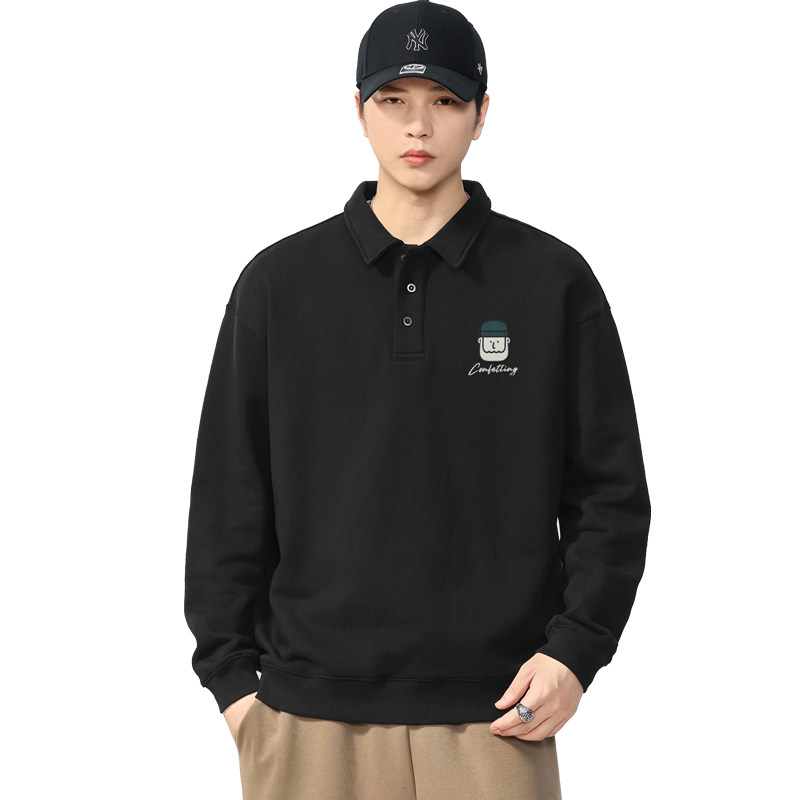 宸轩大码男卫衣加肥加大胖子宽松休闲肥佬秋冬翻领纯棉长袖打底衫