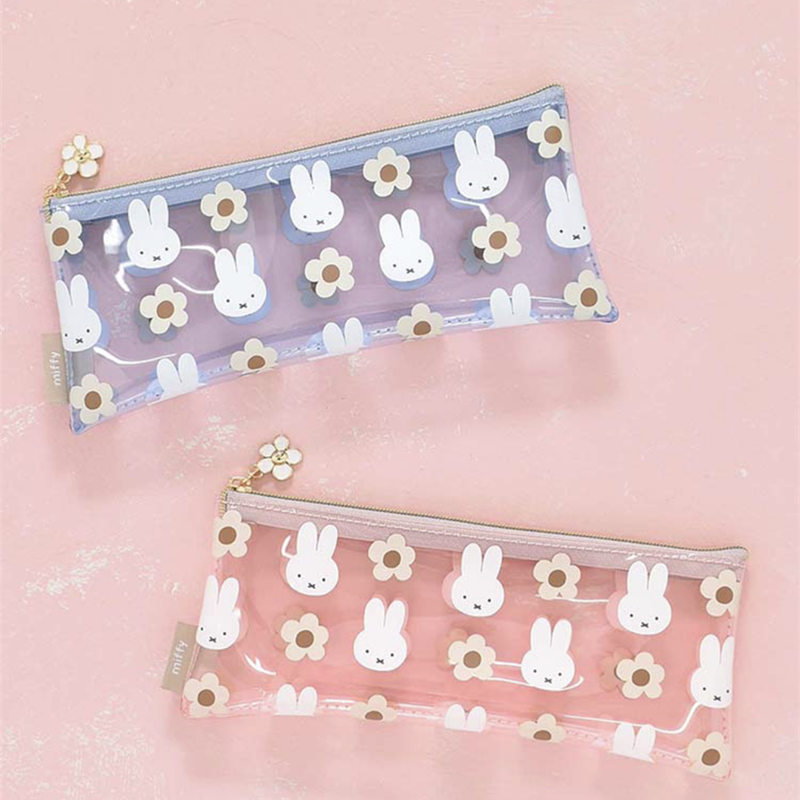 日系新款米菲兔子可爱小清新透明pvc文具笔袋女生小巧便携口红包