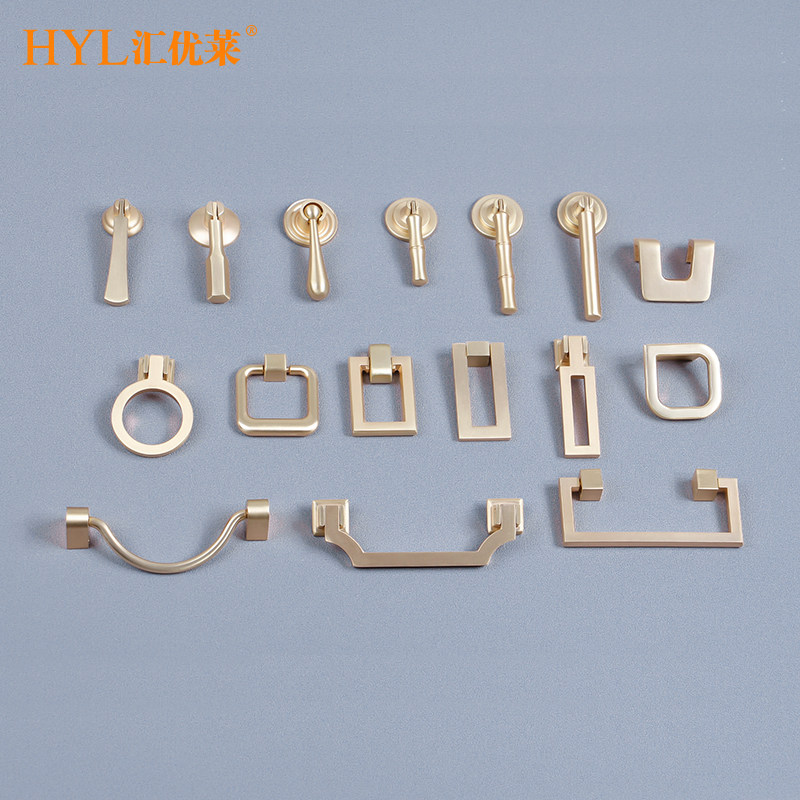 新中式抽屉柜门拉手仿古小拉环吊坠铜色单孔壁柜圆环手柄金色把手