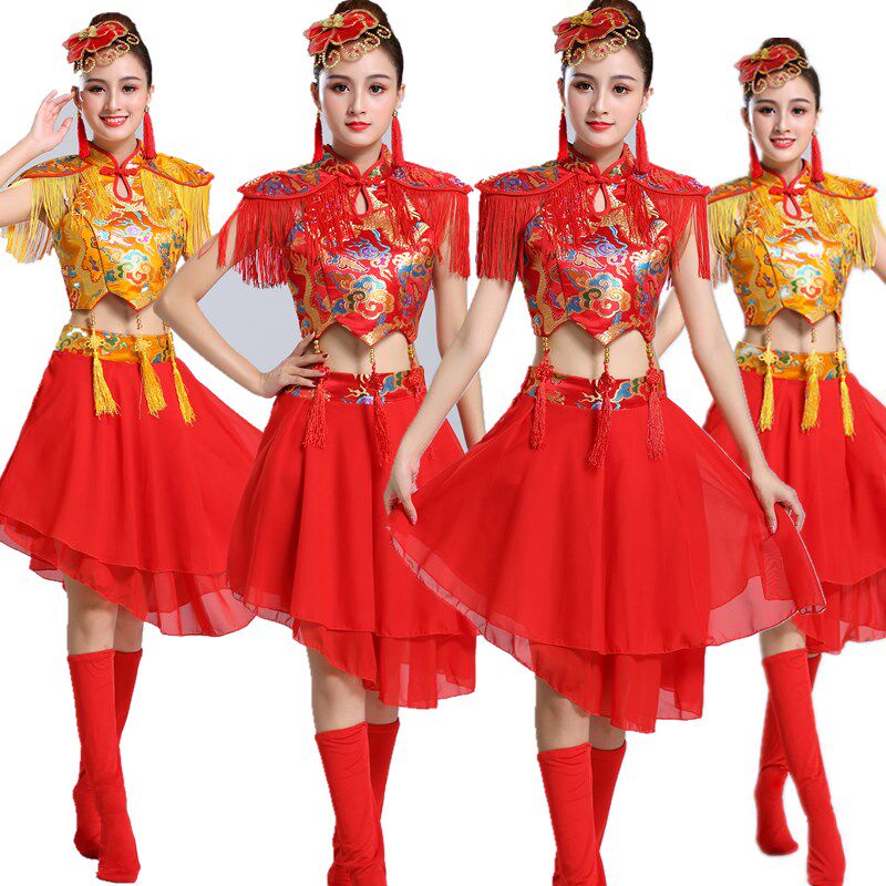 喜庆中国风开场舞打鼓服