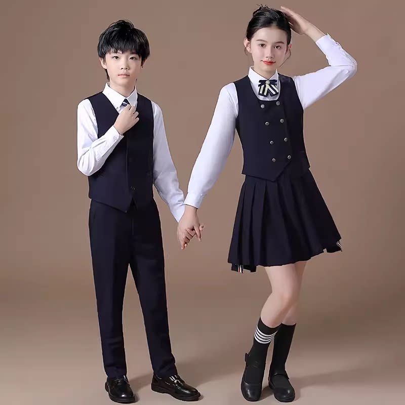 儿童合唱演出服中小学生大合唱服朗诵表演服英伦学院风校服春秋装