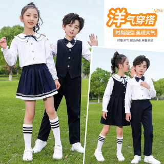 中小学生大合唱表演服装英伦风校服诗歌朗诵演出服儿童幼儿园园服