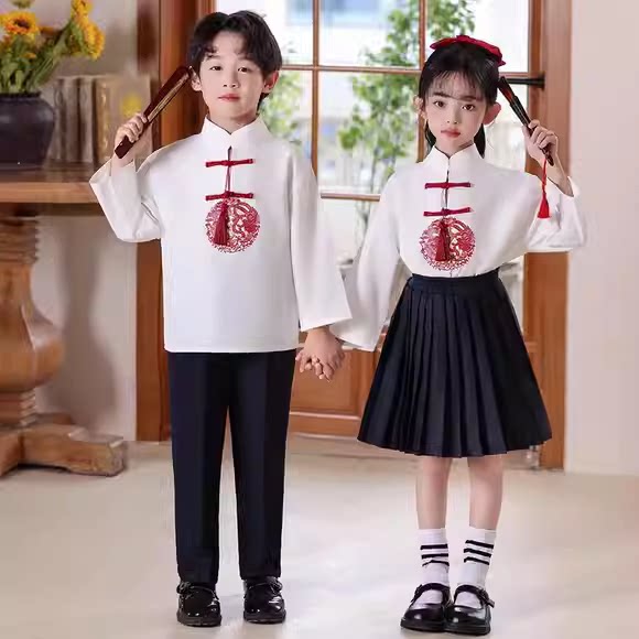 国庆儿童合唱演出服中小学生诗歌朗诵表演服民国风儿童大合唱班服