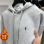 宽松外套加绒加厚帽衫 春秋新款 奥莱品牌折扣 保罗连帽卫衣男士