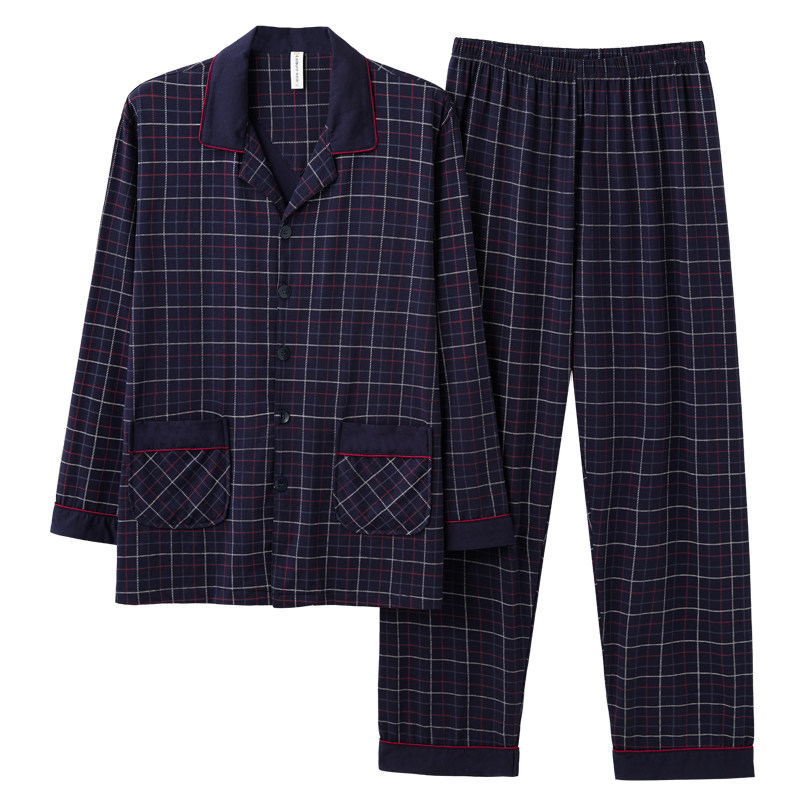 睡衣男士春秋款100%纯棉长袖薄款2026新款家居服男款全棉套装4XL
