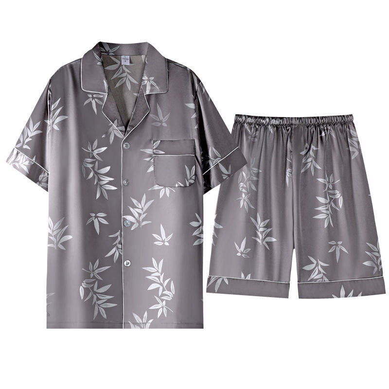 男士睡衣夏季丝绸冰丝家居服短袖短裤夏天可外穿大码套装
