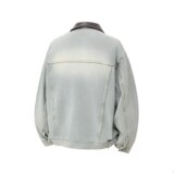 现货+美式复古PU皮拼接领牛仔夹克外套W1336/P75，男装工装外套，电商B350