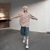 现货+秋款美式潮流高街小众设计痞帅花衬衣W702/P55限78，男装衬衫，电商B350