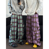 春款现货+美式格子撞色阔腿裤工装休闲裤CK588/P60限88，男装休闲裤，电商B350