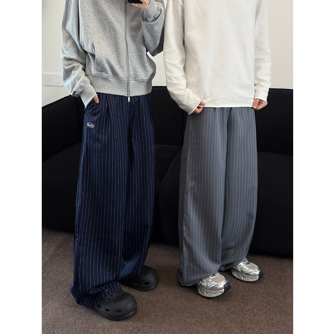 春款现货+美式百搭条纹西裤休闲裤假两件裤腰设计CK586/P50限78，男装休闲裤，电商B350