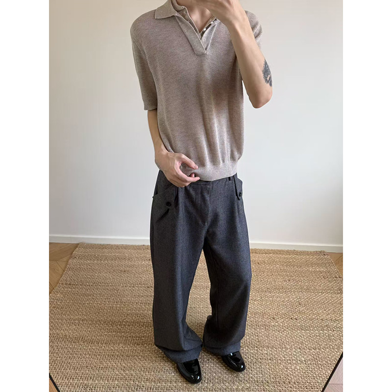 自家图+老钱风高品质cleanfit竹节纹通勤休闲裤西裤CK689/P60,男装西裤,电商B350