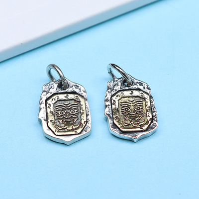 藏传银扎基寺女财神扎基拉姆吊坠文玩侧挂卡子银吊牌挂件配饰