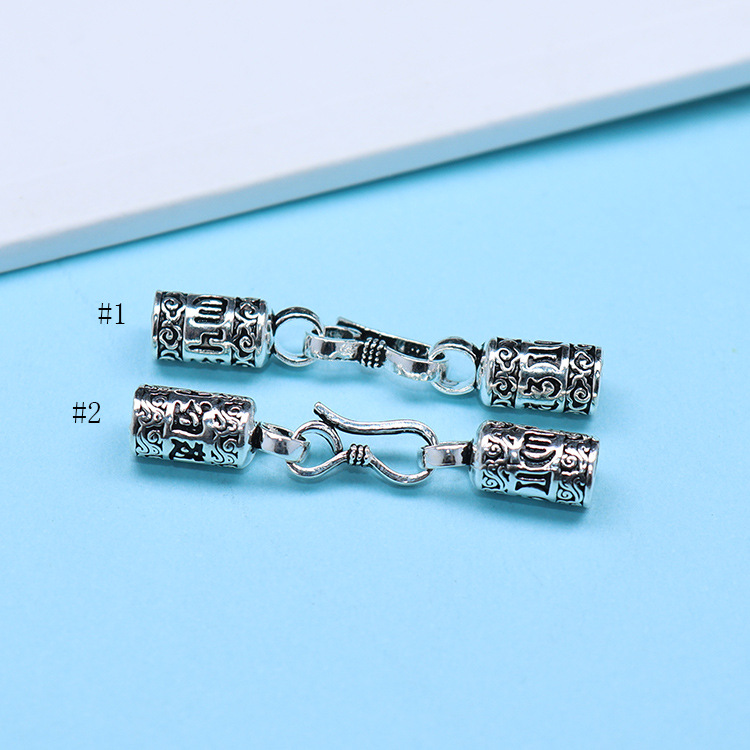 S925连接尾扣 祥云水波纹六字真言手工皮绳手链搭扣配件