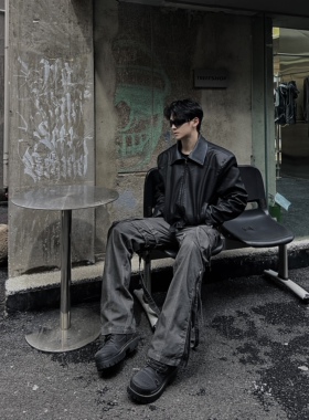 UPGREATED Kyoka同款都市街头重磅飘带水洗薄款工装拉链八神长裤