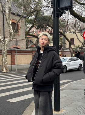 UPGREATED苏新皓田嘉瑞马嘉祺同款廓形连帽白鸭绒结构羽绒外套