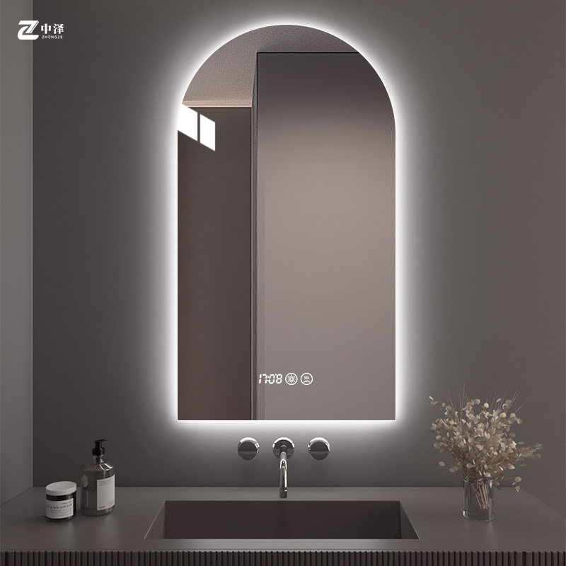 拱形智能浴室镜带灯发光卫生间洗面台镜子壁挂异型洗漱台卫浴镜