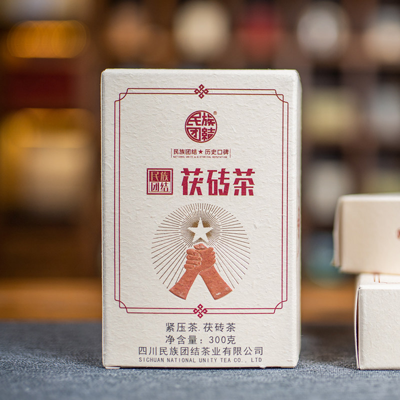 三花茶叶 茯砖茶手拉手 手筑金花茯砖黑茶300g新品包邮