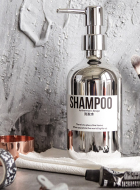 ins中古风电镀分装瓶替换 小众浴室洗发水洗手液按压分装瓶银色