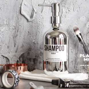 瓶银色 小众浴室洗发水洗手液按压分装 ins中古风电镀分装 瓶替换