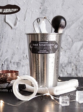 ins风工业不锈钢笔筒 多功能桌面收纳筒 牙缸化妆刷收纳桶冷饮杯