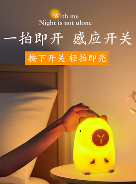 2025新款卧室硅胶拍拍小夜灯睡眠夜间婴儿喂奶护眼床头灯充电宿舍