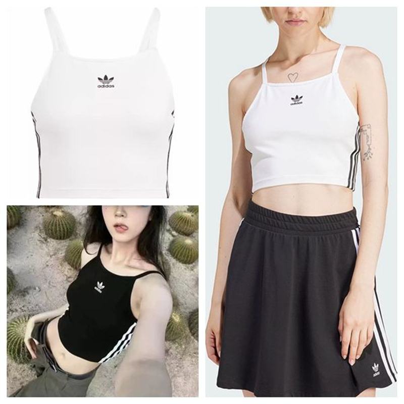 阿迪达斯三叶草女修身露背短款吊带抹胸休闲背心 IN8377 IU2405