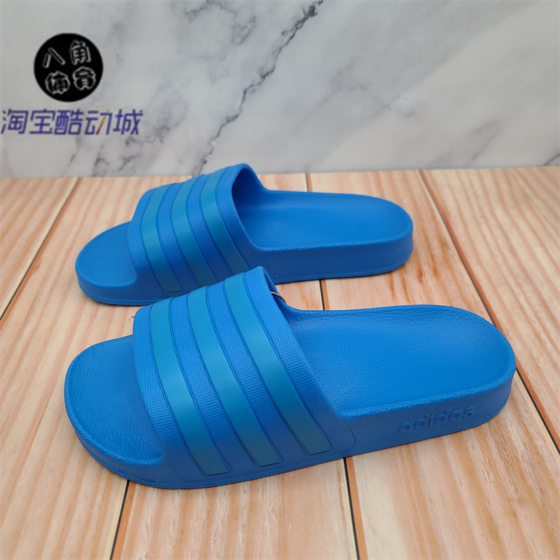阿迪达斯女款聚酯一体成型三条纹沙滩洗澡一字拖鞋GZ5866 FY8103