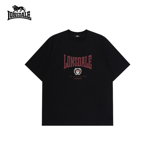 落肩宽松字母短袖黑色男女T恤
