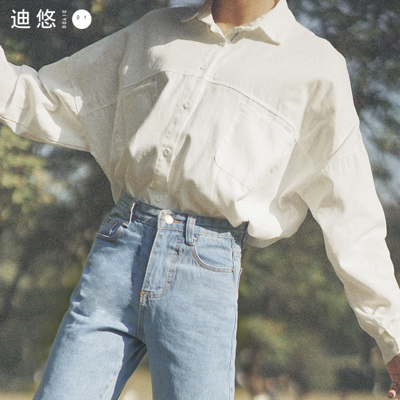 白衬衫女设计感小众盐系长袖chic上衣仙女风学生外搭宽松韩范衬衣
