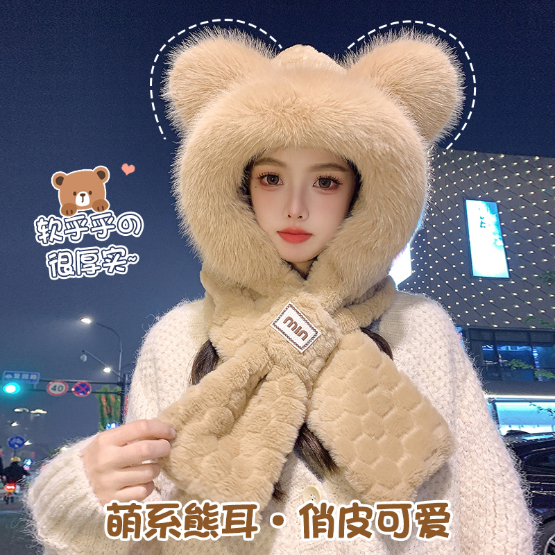 百尾兰狐毛绒保暖加绒帽