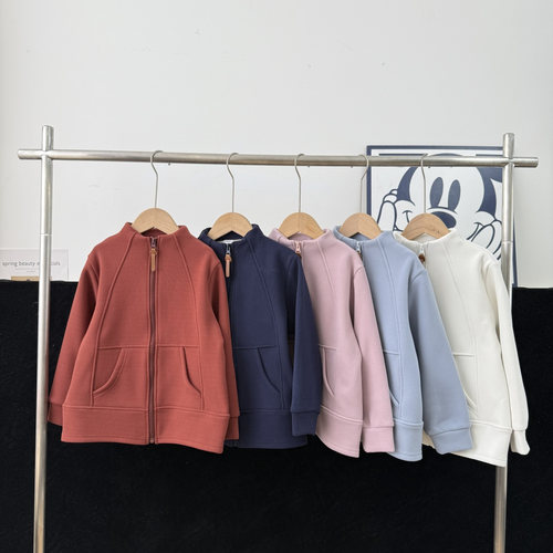 儿童绵羊毛蚕丝防风拉链开衫小外套冬款男女童中大童保暖百搭上衣