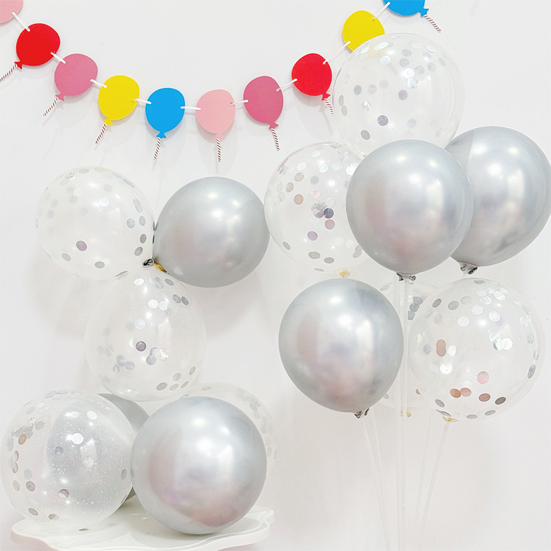 金属银色亮片气球元旦节氛围装饰生日派对场景求婚表白仪式感布置