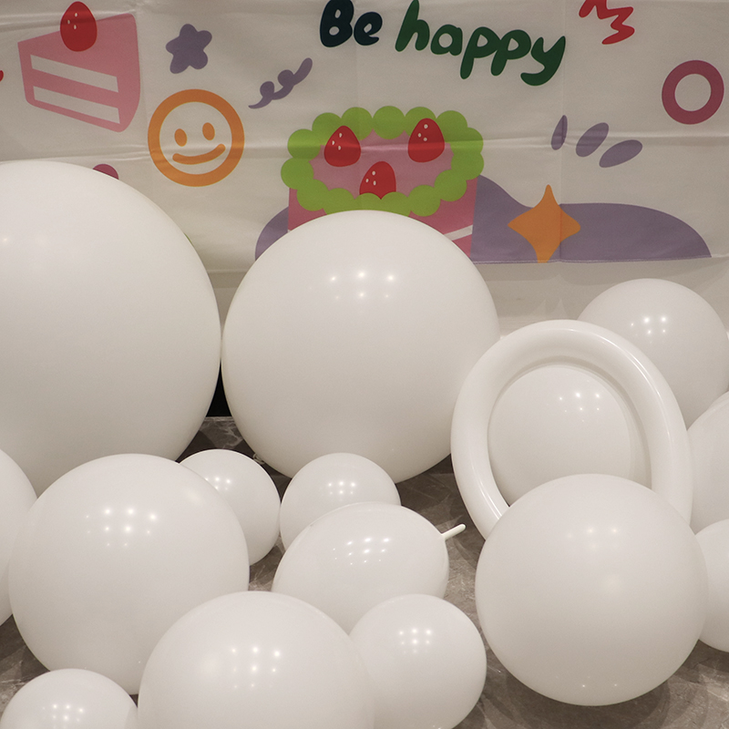 亚光白色乳胶气球加厚纯白5寸10寸12寸18寸汽球链装饰圆形尾巴球