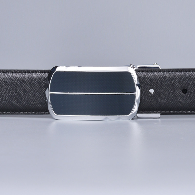 外星城正品 皮带男士真皮头层牛皮十字纹夹扣休闲平滑扣裤腰带712