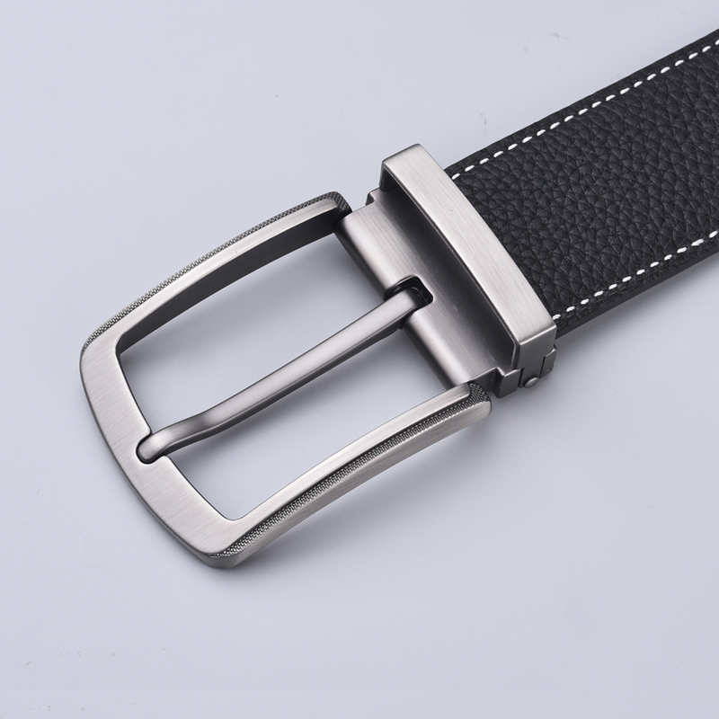 双面皮带男士针扣荔枝纹真皮头层牛皮青年牛仔裤带简约3.8腰带633