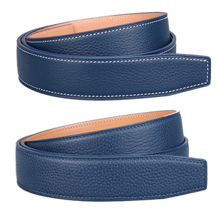 深蓝色3.4不带头皮带男真皮头层牛皮无头纯带身无扣自动腰带条934