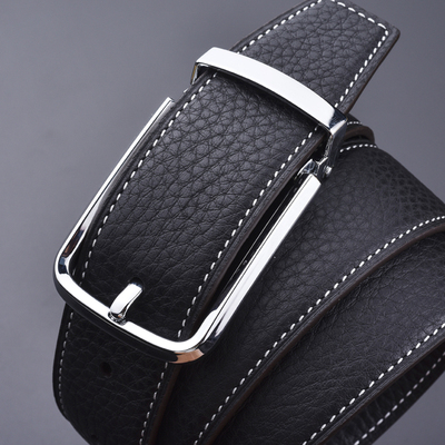 男式针扣头层牛皮真皮腰带
