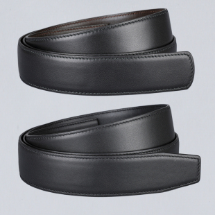 小牛皮无头不带头皮带男真皮自动带头层牛皮3.4纯带身无扣腰带976