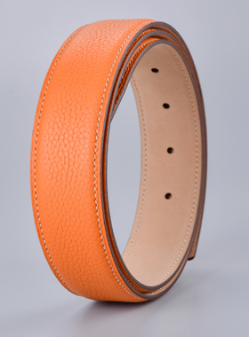 橙色不带扣头皮带男真皮头层牛皮不带头3.4无扣头纯带身裤腰带503