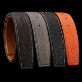 双面不带头真皮无h扣皮带男头层牛皮荔枝纹无头纯带身裤 腰带条903