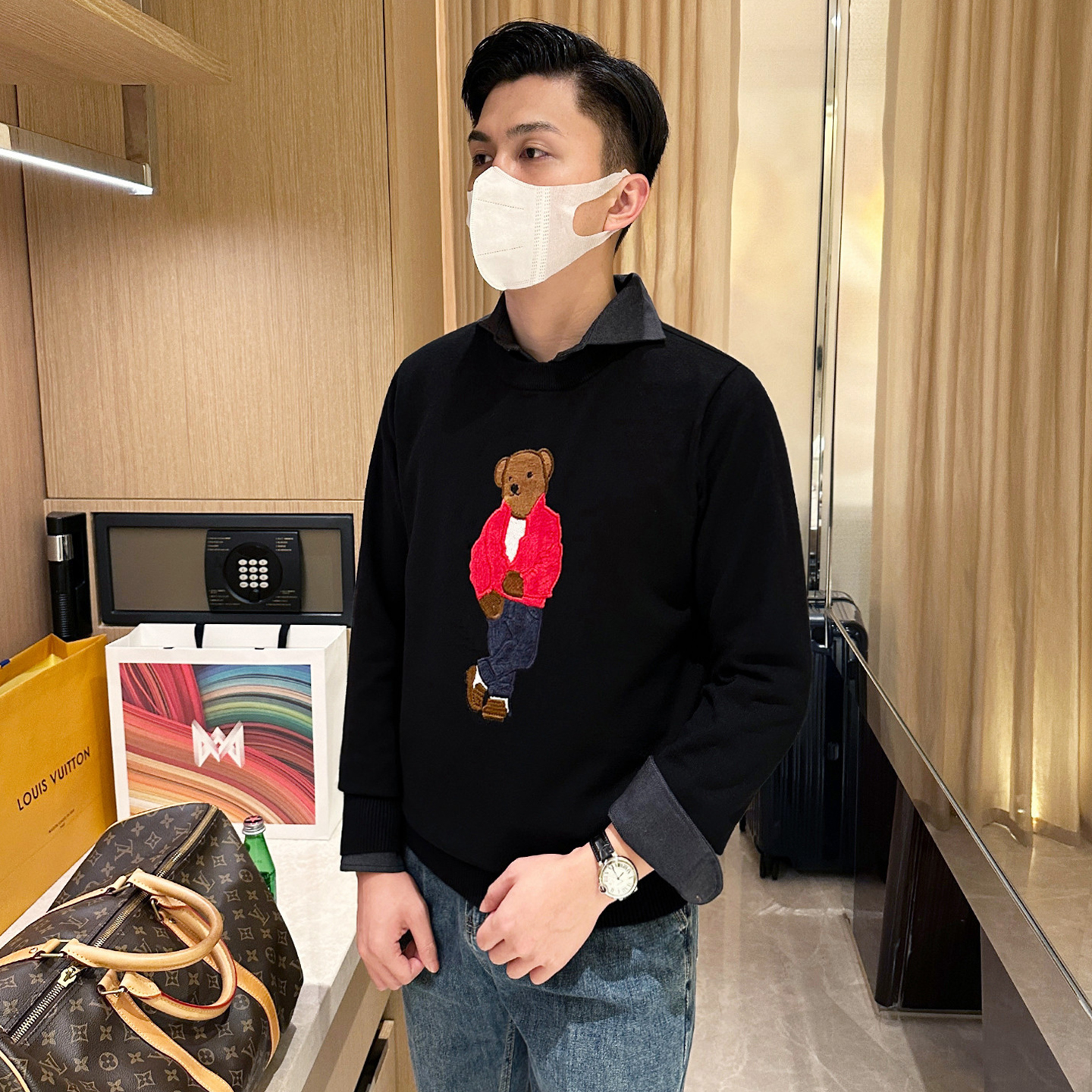 套头针织衫圆领小熊刺绣毛衣轻奢